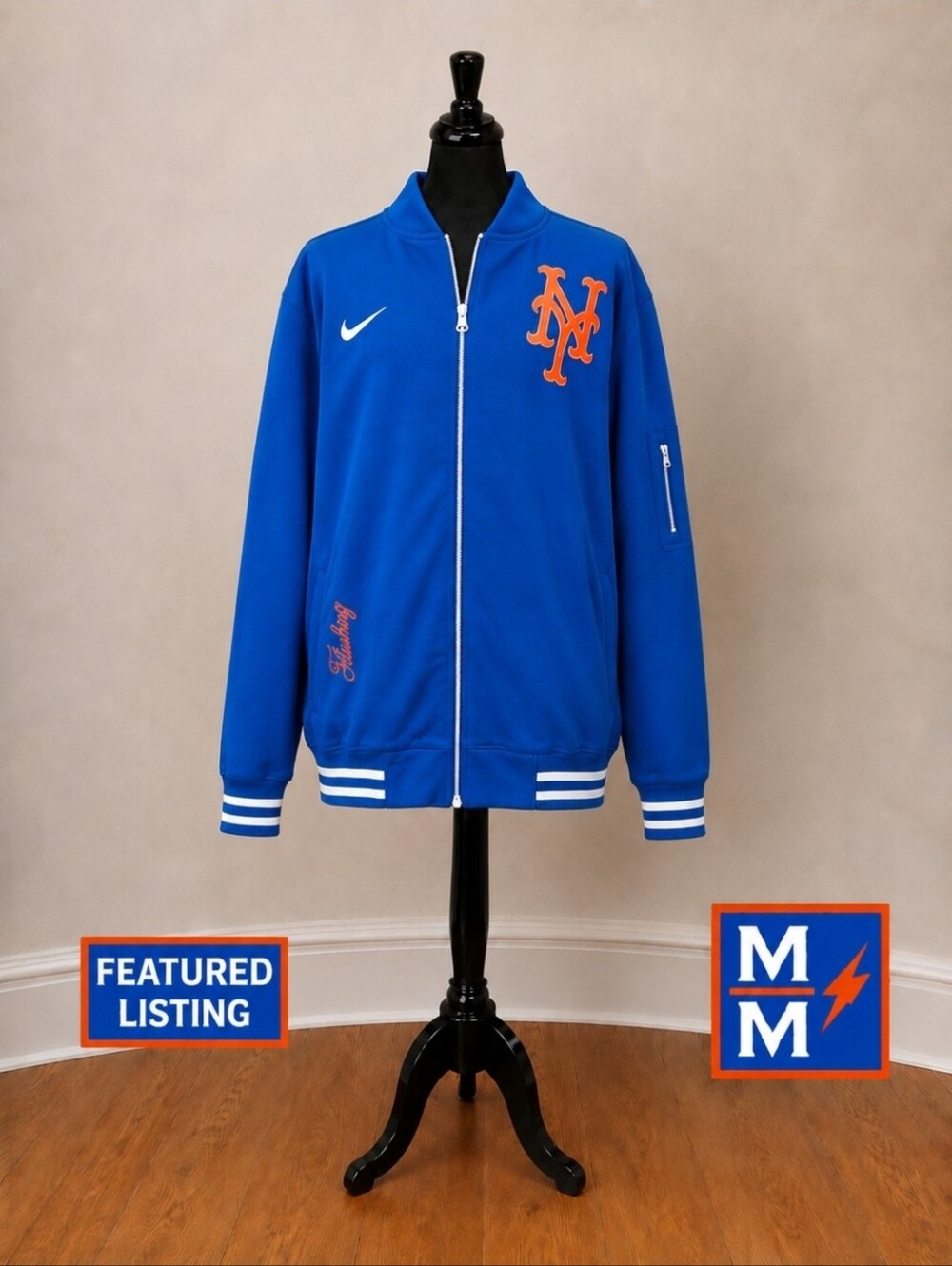 NWT Nike NY Mets Full Zip Jacket MLB Baseball Blue Orange XL Rare